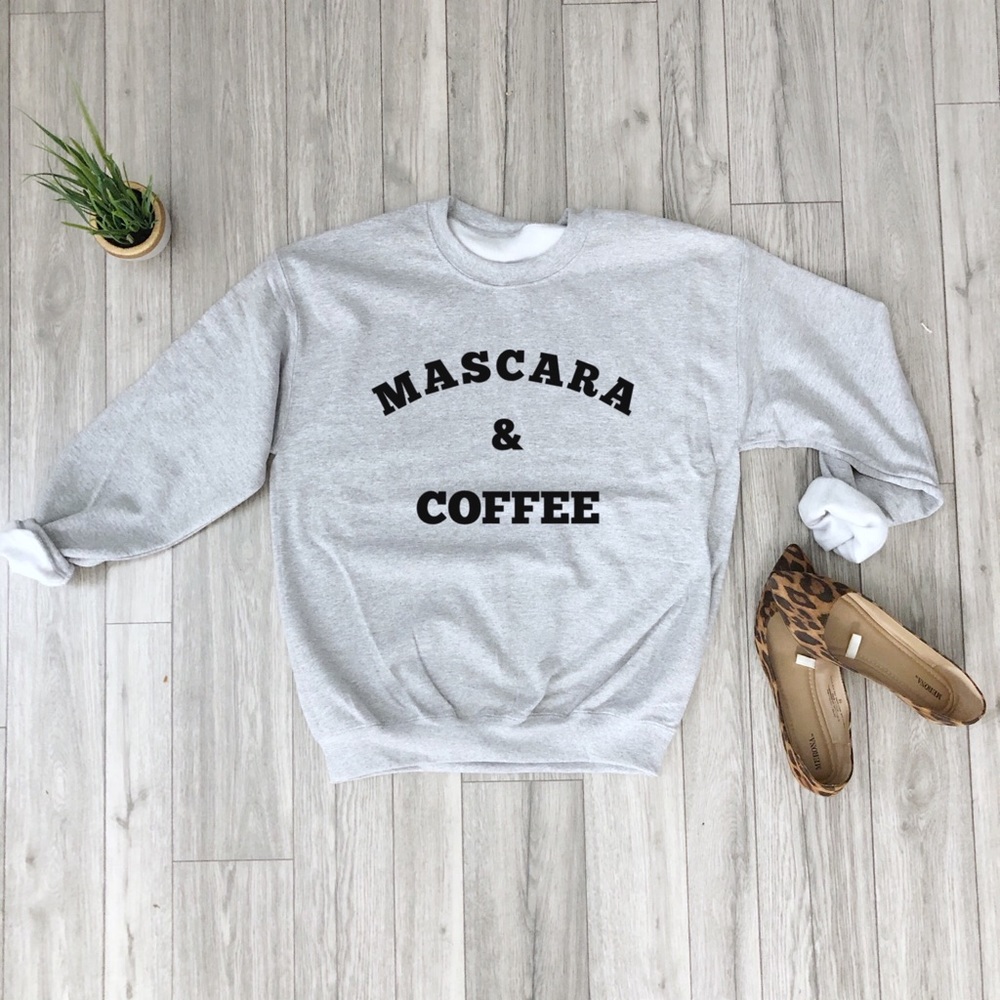 NEW Mascara Coffee Oversized Sweatshirt Slouchy - Picture 3 of 3